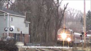 Trains with Horn during a Snowstorm [upl. by Nyliuqcaj259]