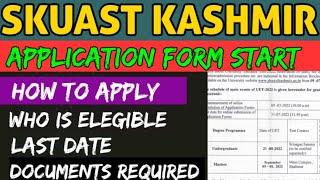 SKUAST KASHMIR APPLICATION FORMS START 2022 SKUAST KASHMIR ADMISSION 2022  SKUAST KASHMIR [upl. by Buskus]