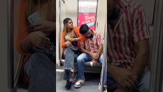 Sleeping Girl Shoulder Prank in Metro 😡🤪 shortsfeed shorts metro ytshorts foryou prank k [upl. by Enyalb43]