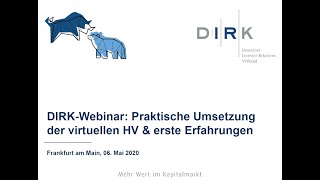 DIRKWebinar Praktische Umsetzung der virtuellen HV amp erste Erfahrungen [upl. by Ermentrude]