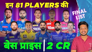 IPL 2025  Final List of 81 Players With 2 Cr Base Price In IPL Auction  MY Cricket Production [upl. by Aicilet243]