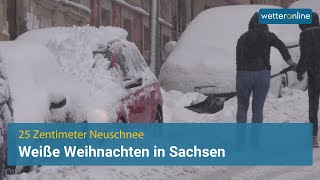 Weiße Weihnachten in Sachsen  25 Zentimeter Neuschnee [upl. by Grearson]