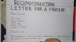 How To Write A Recommendation Letter for A Friend Step by Step  Writing Practices [upl. by Inglis764]