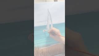 Summer painting sailboat acrylicpainting art howtodraw beachpainting [upl. by Ytsanyd]