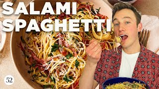 Weeknight Spicy Salami Spaghetti  In The Kitchen With [upl. by Onateyac258]