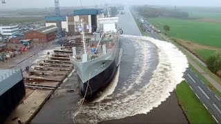 10 Momentos cuando lanzan GIGANTESCOS BARCOS al MAR [upl. by Aholah]