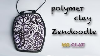 Polymer clay tutorial Zentangle Pendant  Design transfer Arcillas polimericas [upl. by Musette]