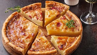 Elsässer FLAMMKUCHEN  das Original  Hefeteig Schinkenspeck französisch [upl. by Fulton]