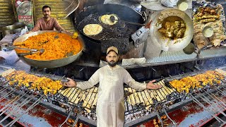 Street Food in Faisalabad  Amazing Halwa Puri Making White Karahi amp kaba [upl. by Estele]