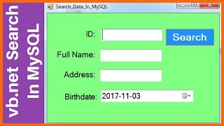 VBNET  How To Search Data In MySQL DataBase Using Visual Basic Net  with source code [upl. by Mailliw973]