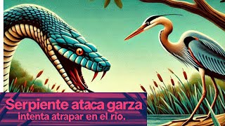 Serpiente intenta atrapar una garza en el río [upl. by Kirre]