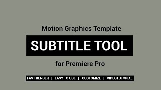 Subtitle Tool Motion Graphics Templates [upl. by Arrehs266]