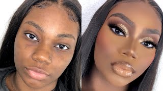 Darkskin Client tutorial🔥X glitter glam [upl. by Nnaaihtnyc]