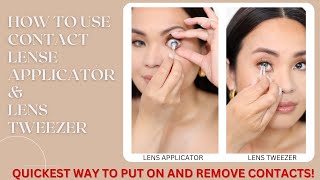 How to use a contact lens applicator amp lens tweezer Apply and remove your contact lens in 3 seconds [upl. by Nazario]