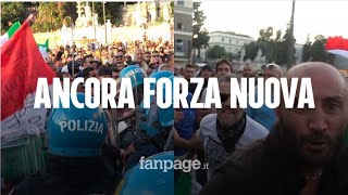 Roma Forza Nuova ancora in piazza contro il Green Pass scontri con la polizia [upl. by Fendig690]