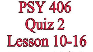 PSY 406 Quiz 2 Solution  Semester Fall 2021  Educational Psychology  Quiz 1 Solution 2021  Vu [upl. by Annoyk]