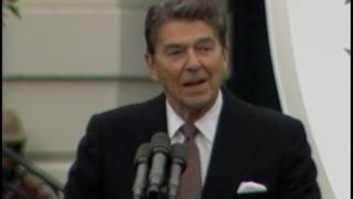 President Reagans Remarks at Ceremony for Young Astronauts Program on South Lawn October 17 1984 [upl. by Esiom799]