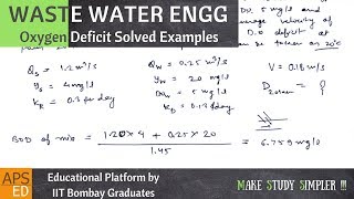 Oxygen Sag Curve Solved Examples  Waste Water Engineering [upl. by Francie]