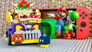 Lego Bowser enters the Nintendo Switch to stop Mario from saving Yoshi Peach and Toadette help [upl. by Ansaev]