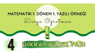 4 Sınıf  Matematik 1 Dönem 1 Yazılı Örneği  DERYA ÖĞRETMEN [upl. by Miquela]