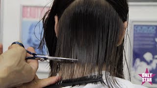 Haircut women 2017  Bob cut Styling  Tutorial  come fare taglio bob scalato asimmetrico riccio [upl. by Htbazile621]