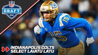 Indianapolis Colts Select EDGE Laiatu Latu  2024 NFL Draft  PFF [upl. by Asertal]