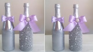 DIY MR AND MRS BLING CHAMPAGNE BOTTLE DECOR [upl. by Gerda158]