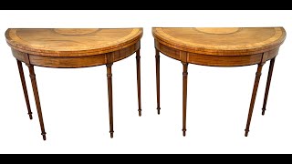 Pair Of 18th Century Georgian Demi Lune Card Tables [upl. by Htiduy]