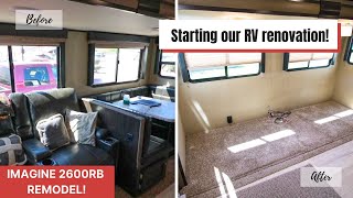 We REMOVED our RV dinette  Grand Design Imagine 2600RB renovation Part 1  Fulltime RV [upl. by Kaine]