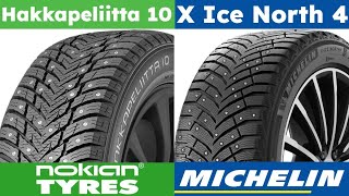 Nokian Hakkapeliitta 10 vs Michelin X Ice North 4 [upl. by Ecinehs564]