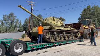 Loaing M47 Patton tank on to trailer [upl. by Ityak]