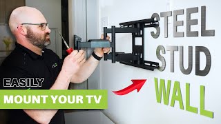 How Install a TV MOUNT into a STEEL STUD WALL  Kanto Explains [upl. by Ynnelg]