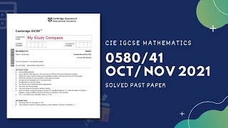 058041ON21  Easy Step by Step Solutions  CIE IGCSE MATHS PAPER 4 EXTENDED OCTNOV 2021 [upl. by Averir817]