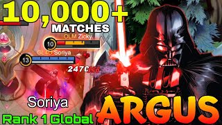 Argus Insane 10000 Matches  Top 1 Global Argus by Soriya  Mobile Legends [upl. by Anairb]