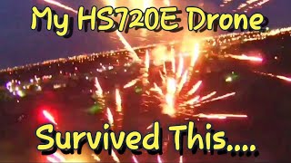 Drone HS720E Flys Through Fireworks and Survives HolyStone HS720E Drones [upl. by Aicelaf]