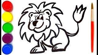 Coloring for children LION  animals drawing  drawing for children  PAINT TOYS TV ☆ [upl. by Trellas]