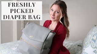 WHATS IN MY DIAPER BAG 2019  Freshly Picked Diaper Bag  Taylor Lindsay [upl. by Nnaeitak]