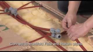 How to install Hep2O underfloor heating Modular Wood system from above [upl. by Inalel]