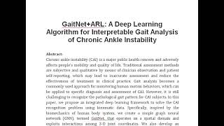 GaitNetARL A Deep Learning Algorithm for Interpretable Gait Analysis of Chronic Ankle Instability [upl. by Anaihk]