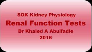 Renal Function tests 122016 by Dr Khaled A Abulfadle [upl. by Barney288]