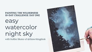 Watercolor Night Sky  10Day Challenge Day 1 [upl. by Cher340]