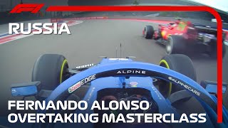 Fernando Alonsos Overtaking Masterclass  2021 Russian Grand Prix [upl. by Daloris]