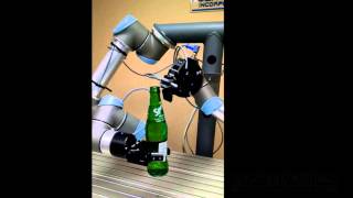 Bottle Opener 1 using Universal Robots UR5 and Robotiq End Effectors [upl. by Leiad]