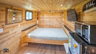 DIY Cargo Trailer Tiny House  Stealth Camper W Clever Murphy Bed Design [upl. by Drucy]