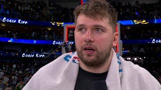 Luka Doncic reacts to the Mavs Game 4 blowout win vs Boston We cant lose anymore games [upl. by Anaujat]