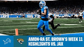 All 11 catches from AmonRa St Browns 161yard game vs Jaguars  2024 NFL Season Week 11 [upl. by Hirai]