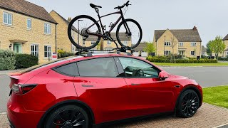 Easy Way to fit a Thule Bike Carrier on a Tesla Roof Rack [upl. by Hutchison926]