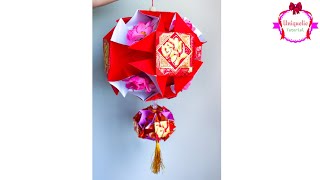 How to make a Chinese New Year Lantern 018  Membuat lampion Imlek dari angpao  贺年折红包灯笼 [upl. by Ahtibbat]