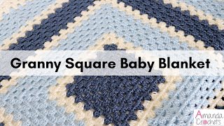 Granny Square Blanket  Easy Crochet Blanket Tutorial [upl. by Mailliw]