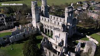 Vidéo aérienne par drone de labbaye Jumièges en Seine Maritime Normandie [upl. by Hwang]